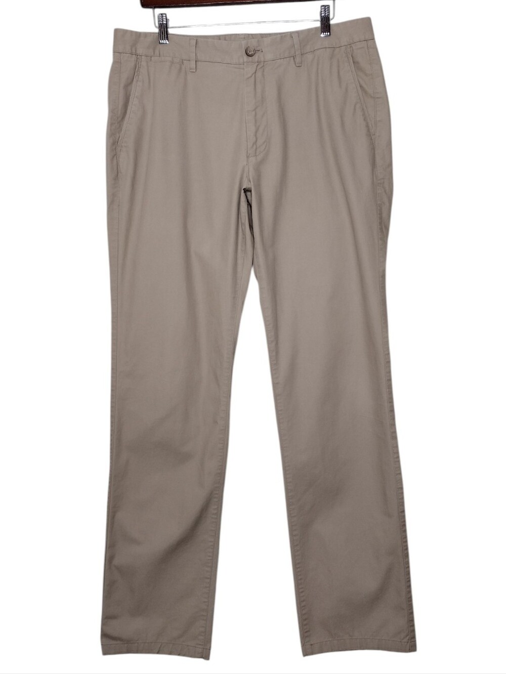 Bonobos Khaki Neutral Straight-Leg Slim Flat Front Chinos Sz 34/36